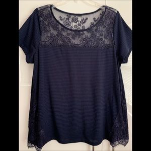 Navy Blue lacy Top